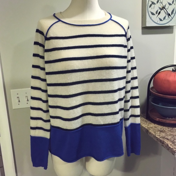 Iris & Ink 100% Cashmere striped oversized pullover sweater - Picture 3 of 15